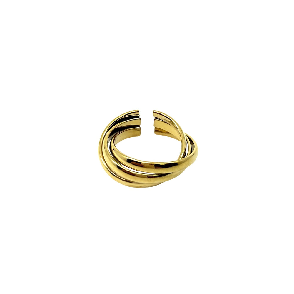 Anelo a fasce intrecciate lisce, in acciaio inox che non perde colore, colore oro 