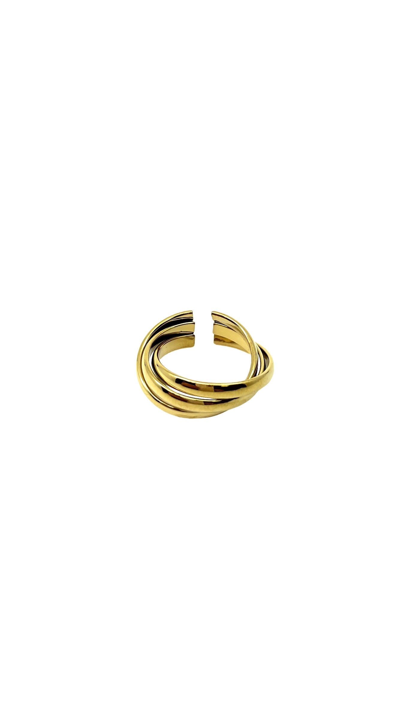 Anelo a fasce intrecciate lisce, in acciaio inox che non perde colore, colore oro 